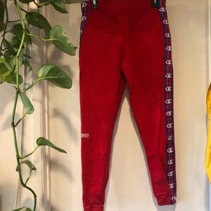 champion x vetements red sweatpants